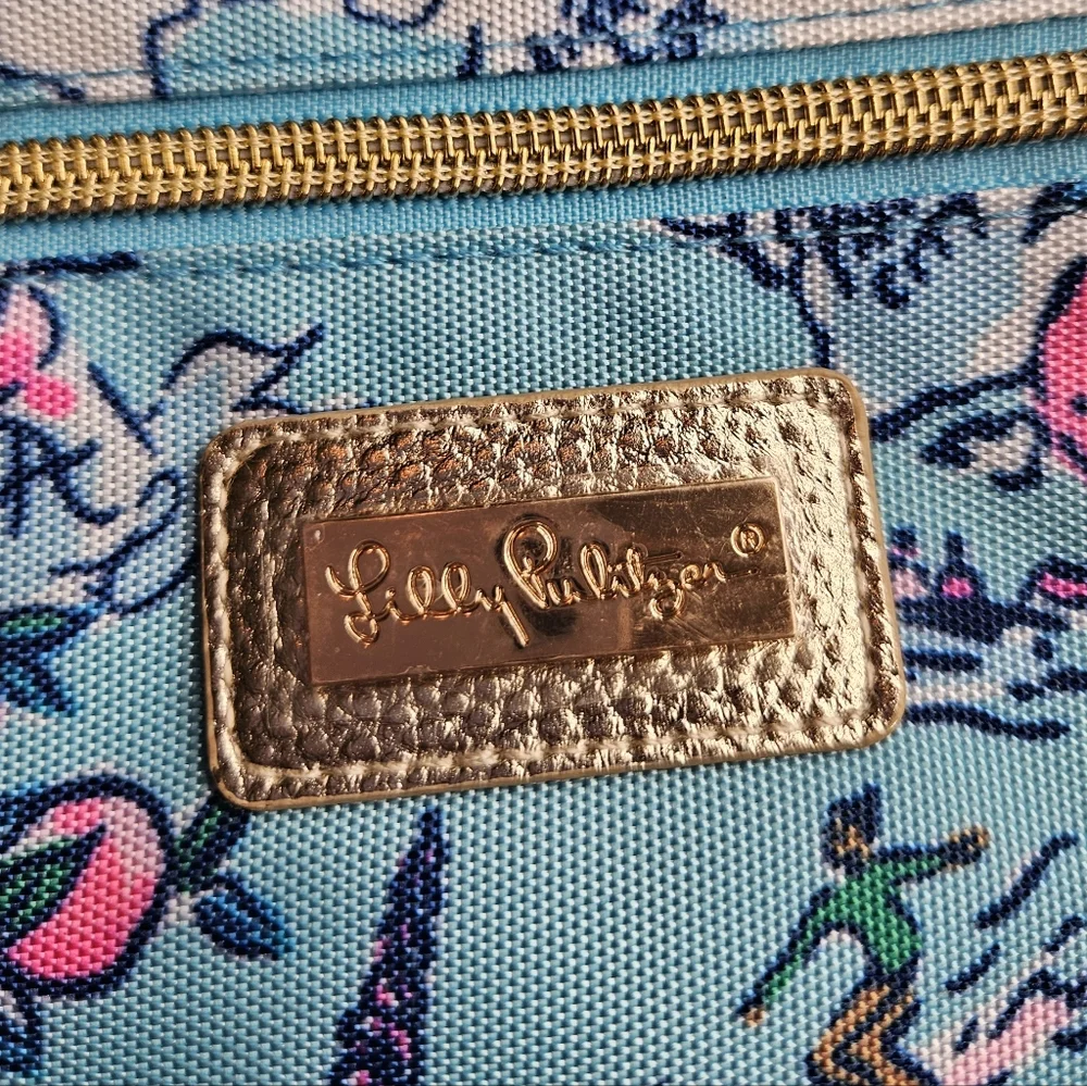Lilly Pulitzer Amalfi Blue Lilly's Roadtrip Florida Print Tote Bag NWOT